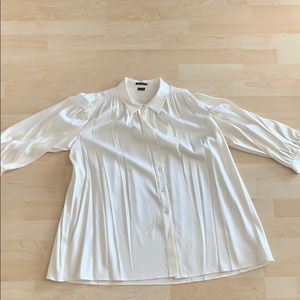 Theory white button down blouse